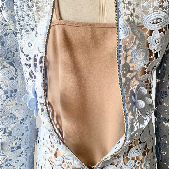 ❌SOLD❌ SELF-PORTRAIT Pale Blue Floral Guipure Lace Long Sleeve Dress - Picture 8 of 10